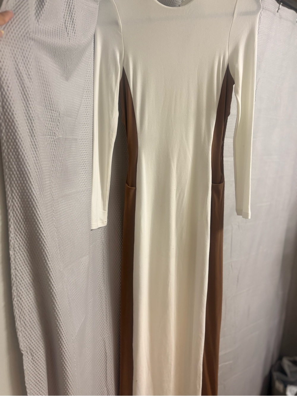 JLUXLABEL Cream Maxi Dress with Brown Side Panels